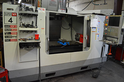 CNC Milling Machine Haas VF4 Mill with 4th Axis in our CNC Machine Shop